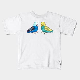 Budgie - blue mutation and Graywing in green line Kids T-Shirt